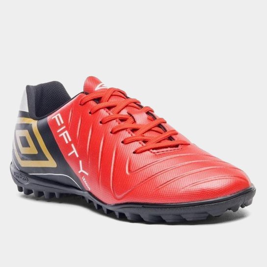 Chuteira Society Umbro Fifty VI League Masculino Vermelho e Preto