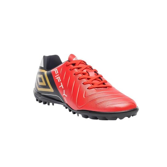 Chuteira Society Umbro Fifty VI League Masculino Vermelho e Preto