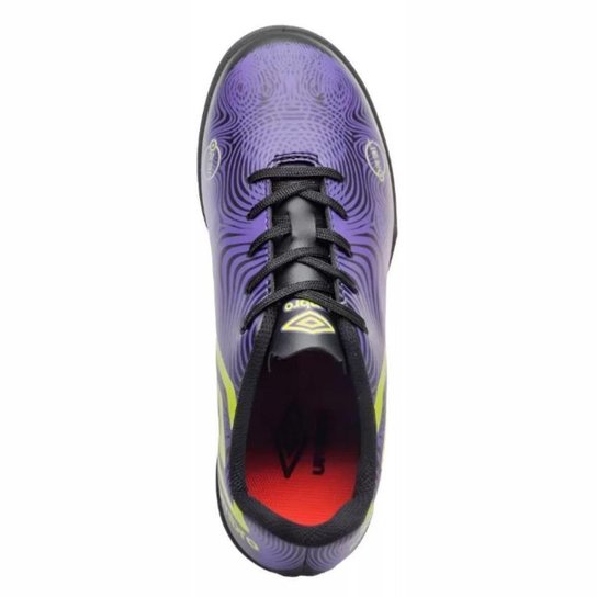 Chuteira Society Umbro Orbit Infantil Unissex Roxo Verde