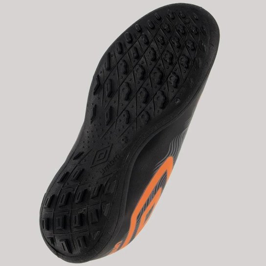 Chuteira Society Umbro Orbit Unissex Preto Laranja