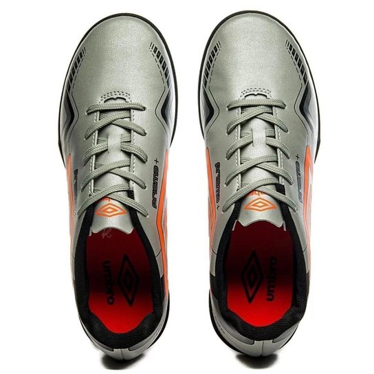 Chuteira Society Umbro Prisma Masculina - Cinza e Laranja