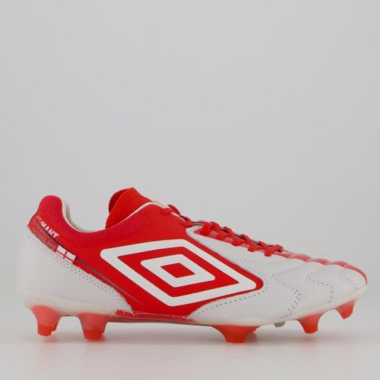 Chuteira Umbro Adamant Master Class Pro England Campo Branca e Vermelha