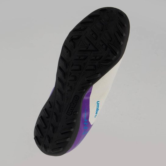 Chuteira Umbro Adamant Top Speed Society Juvenil Branca e Roxa