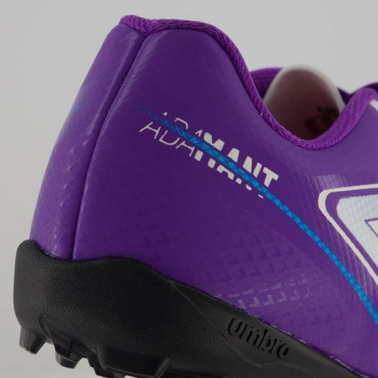 Chuteira Umbro Adamant Top Speed Society Juvenil Branca e Roxa