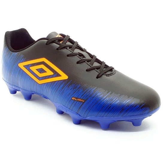 Chuteira Umbro Campo Burn - Preto e Azul - Preto