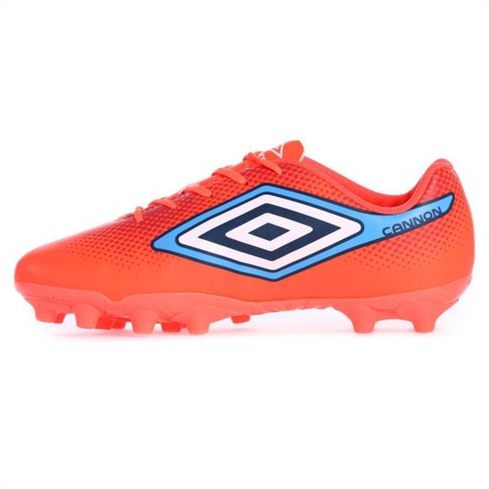 Chuteira Umbro Campo Cannon Coral Vermelho e Azul - Masculina