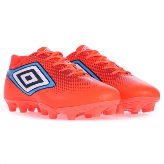 Chuteira Umbro Campo Cannon Coral Vermelho e Azul - Masculina