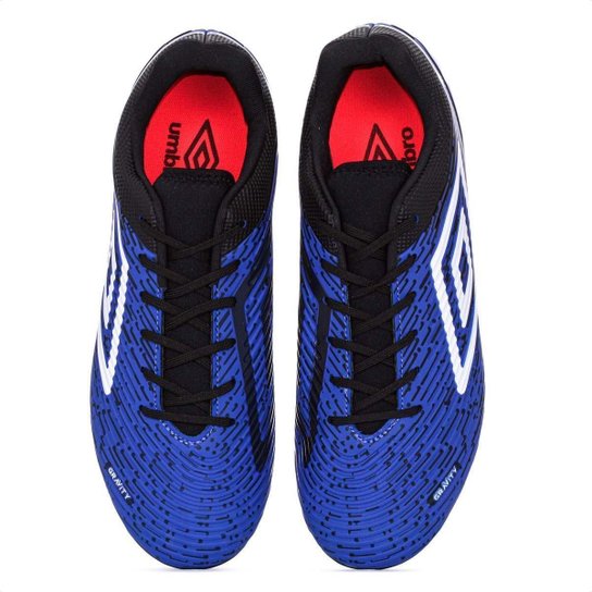 Chuteira Umbro Campo Gravity Azul e Preto Branco - Masculino