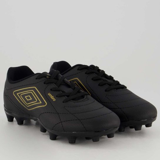 Chuteira Umbro Class Footballer Campo Juvenil Preta e Dourada