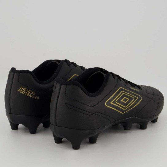 Chuteira Umbro Class Footballer Campo Juvenil Preta e Dourada