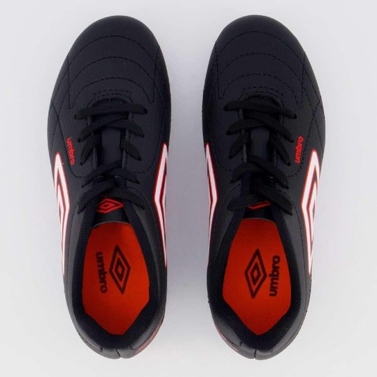 Chuteira Umbro Class Footballer Campo Juvenil Preta e Vermelha