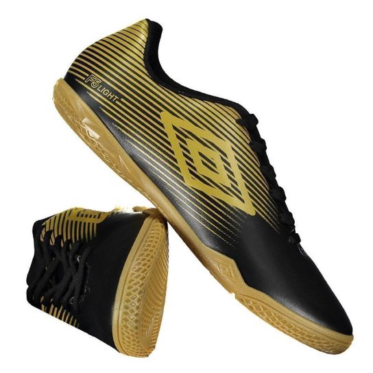 Chuteira Umbro F5 Light Futsal Dourada - Preto