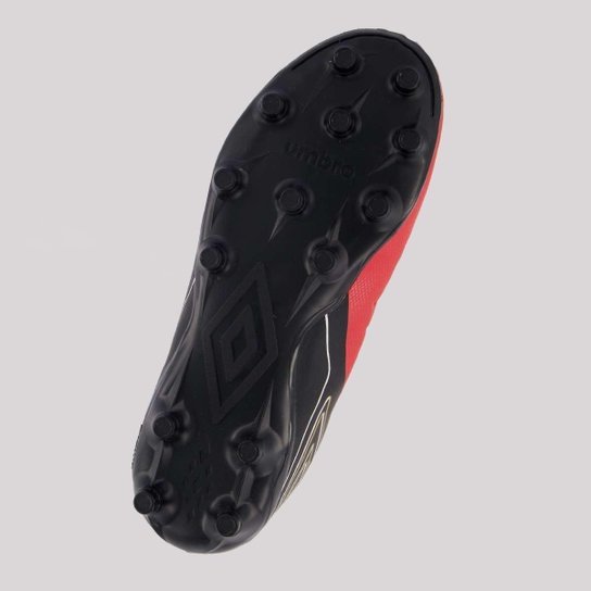 Chuteira Umbro Fifty Campo Juvenil Vermelha e Preta