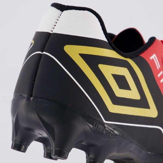 Chuteira Umbro Fifty Campo Juvenil Vermelha e Preta