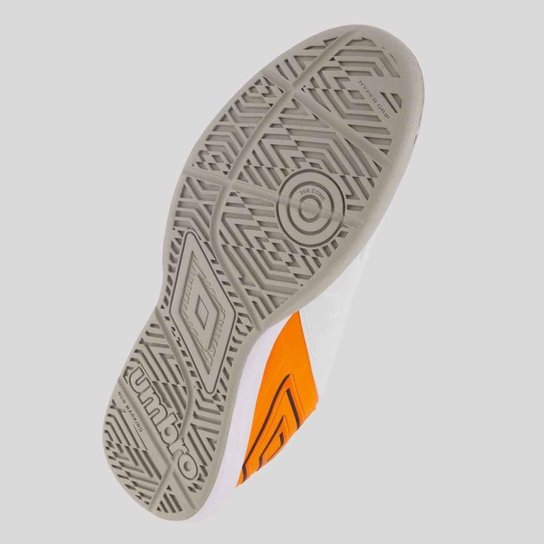 Chuteira Umbro Fifty VI Futsal Branca e Laranja