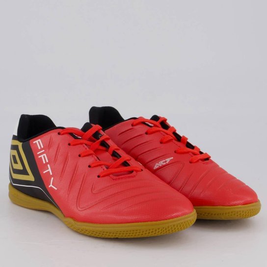 Chuteira Umbro Fifty VI Futsal Juvenil Vermelha e Preta