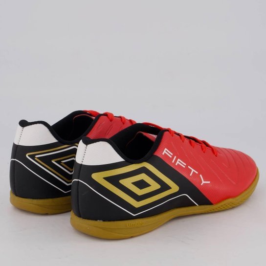Chuteira Umbro Fifty VI Futsal Juvenil Vermelha e Preta