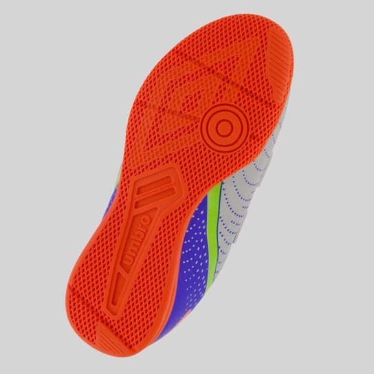 Chuteira Umbro Flip Futsal Kids Cinza e Azul