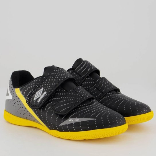 Chuteira Umbro Flip Futsal Kids Preta e Cinza