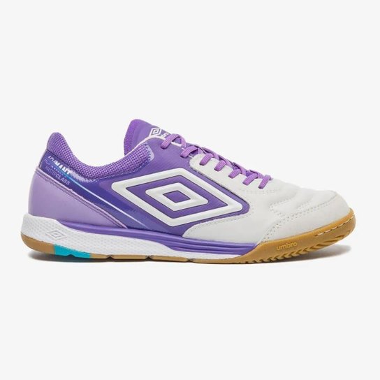 Chuteira Umbro Futsal Adamant Master Class Pro Branco/Roxo