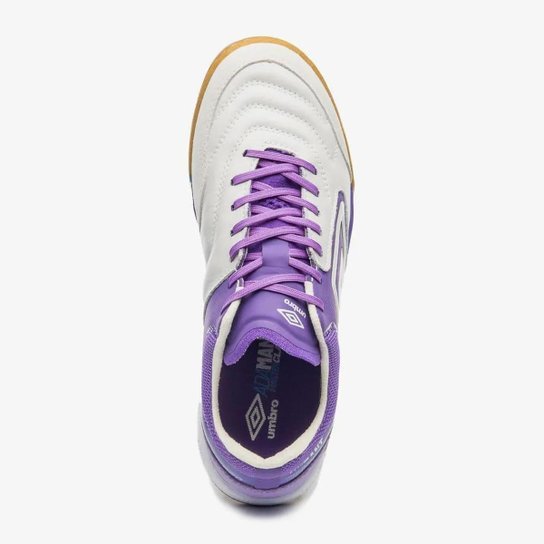 Chuteira Umbro Futsal Adamant Master Class Pro Branco/Roxo