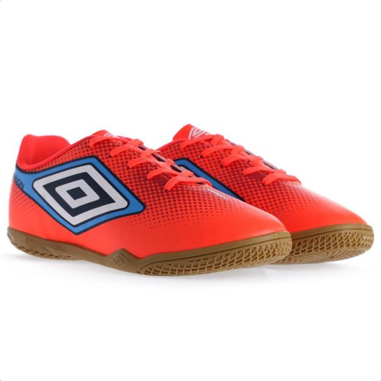 Chuteira Umbro Futsal Cannon Coral Vermelho e Azul - Masculina