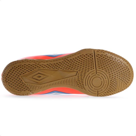 Chuteira Umbro Futsal Cannon Coral Vermelho e Azul - Masculina