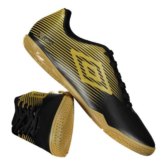 Chuteira Umbro Futsal F5 Light - Preto+Dourado