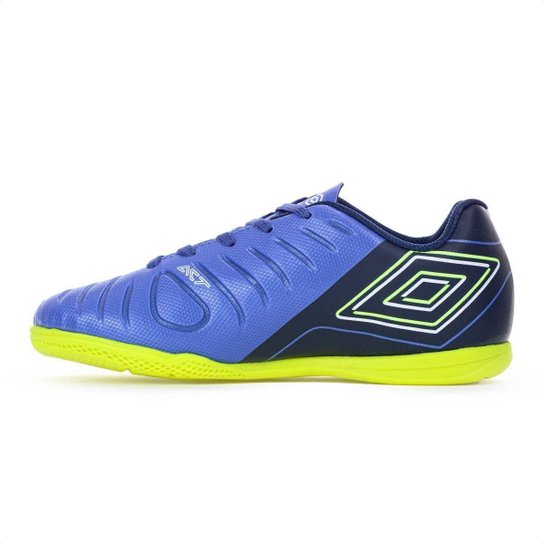 Chuteira Umbro Futsal Fifty VI Jr Azul e Verde Limão - Juvenil