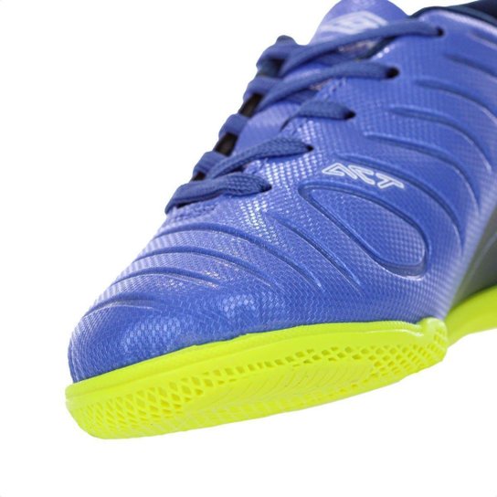 Chuteira Umbro Futsal Fifty VI Jr Azul e Verde Limão - Juvenil