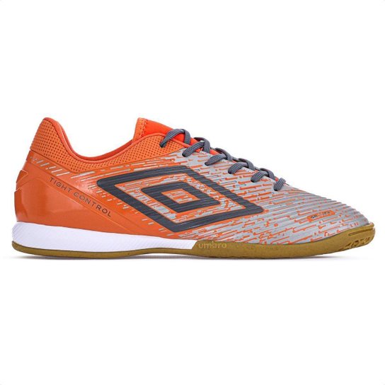 Chuteira Umbro Futsal Gravity Cinza Laranja e Grafite - Masculina