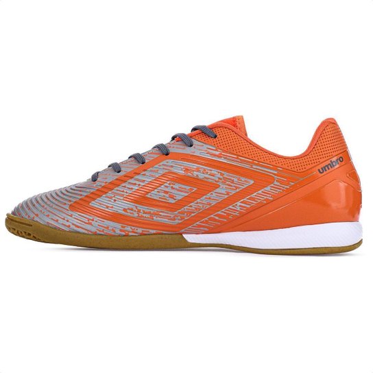 Chuteira Umbro Futsal Gravity Cinza Laranja e Grafite - Masculina