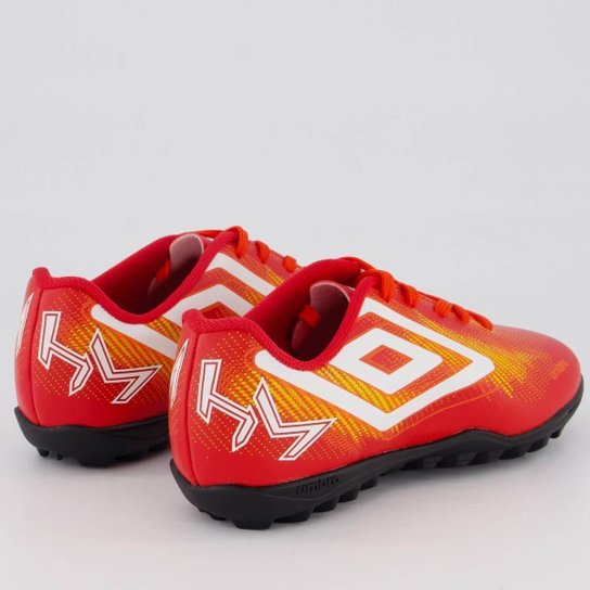 Chuteira Umbro Heatmap Society Juvenil Vermelha e Laranja
