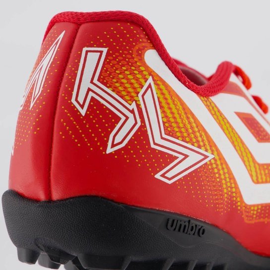 Chuteira Umbro Heatmap Society Juvenil Vermelha e Laranja
