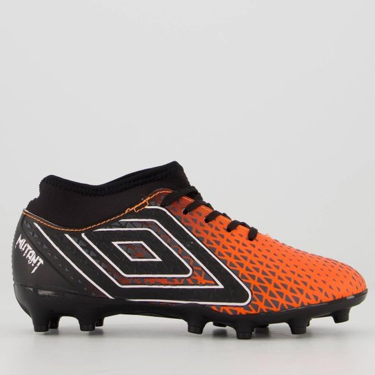 Chuteira Umbro Mutant Campo Juvenil Laranja e Preta