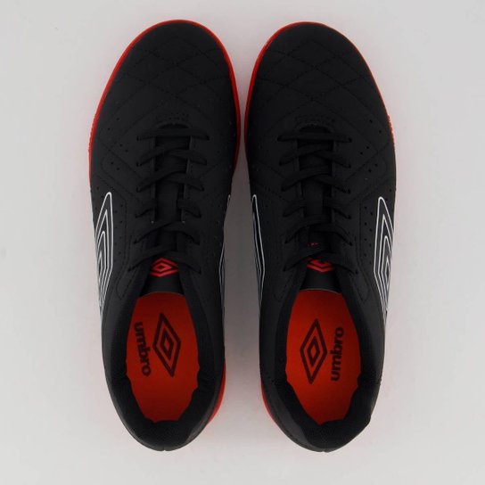 Chuteira Umbro Neo Striker Futsal Preta Vermelha e Branca