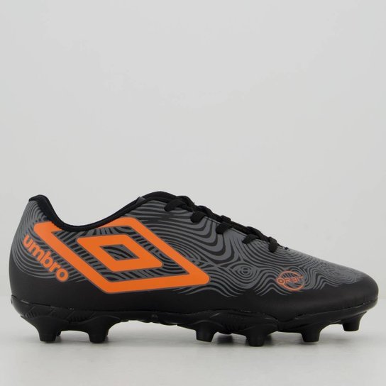 Chuteira Umbro Orbit Campo Juvenil Preta e Laranja