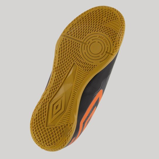Chuteira Umbro Orbit Futsal Juvenil Preta e Laranja