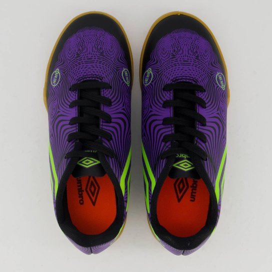 Chuteira Umbro Orbit Futsal Juvenil Roxa e Verde