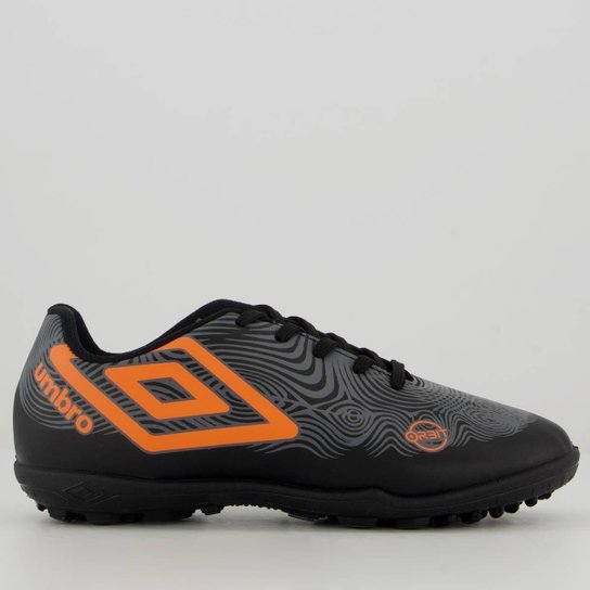 Chuteira Umbro Orbit Society Juvenil Preta e Laranja