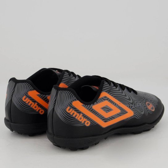 Chuteira Umbro Orbit Society Juvenil Preta e Laranja