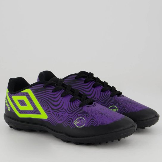 Chuteira Umbro Orbit Society Juvenil Roxa e Verde
