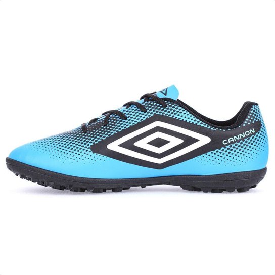 Chuteira Umbro Society Cannon Azul Preto e Branco - Masculino