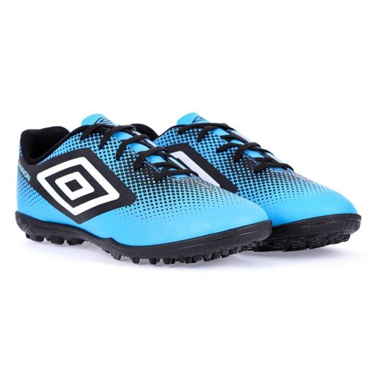 Chuteira Umbro Society Cannon Azul Preto e Branco - Masculino