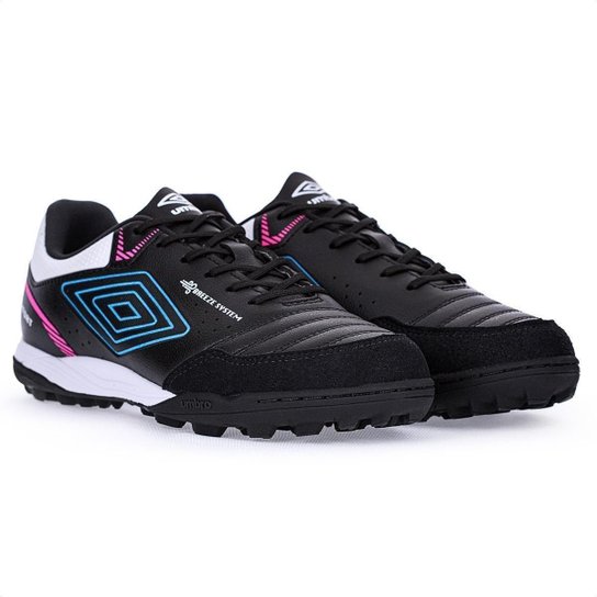 Chuteira Umbro Society X-Comfort Preto Azul e Branco - Masculino