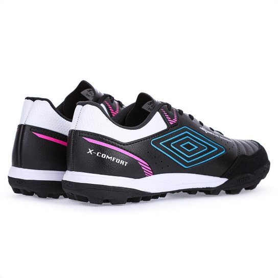 Chuteira Umbro Society X-Comfort Preto Azul e Branco - Masculino