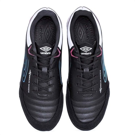 Chuteira Umbro Society X-Comfort Preto Azul e Branco - Masculino