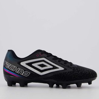 Chuteira Umbro Techno II Campo Preta e Cinza