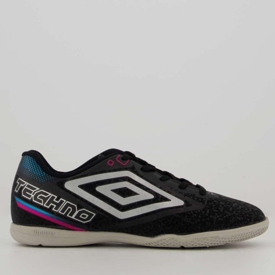 Chuteira Umbro Techno II Futsal Juvenil Preta e Cinza