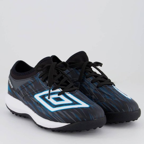 Chuteira Umbro Ultimate Society Juvenil Preta e Azul